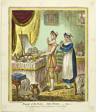 Las estancias, plato uno de El progreso del retrete de James Gillray