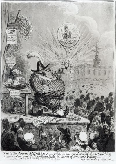 La burbuja teatral... publicada por Hannah Humphrey (fl.1778-1822) 1805 de James Gillray