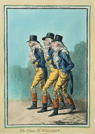 Los tres Mr Wiggins, publicado por Hannah Humphrey en 1803 de James Gillray