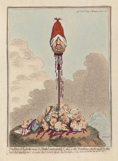 The Tree of Liberty Must be Planted Immediately, publicado en 1797 (grabado coloreado a mano) de James Gillray