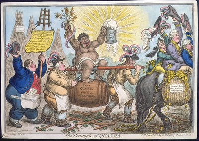 El triunfo de Quassia, publicado por Hannah Humphrey en 1806 de James Gillray