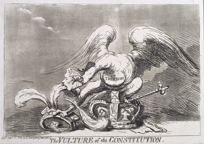 El buitre de la Constitución, publicado por Hannah Humphrey en 1789 de James Gillray