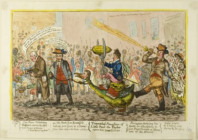 Desfile triunfal de Little-Paul-The Taylor en su nuevo ganso de James Gillray