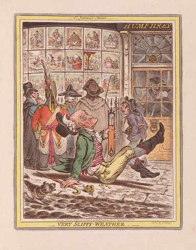 Clima muy resbaladizo, pub. 1808 de James Gillray