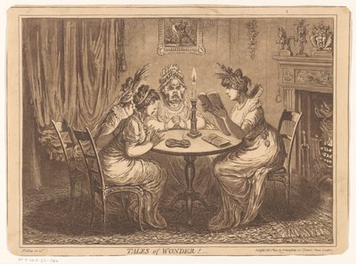Mujer lee una novela de terror Cuentos de maravilla! (título en el objeto) de James Gillray