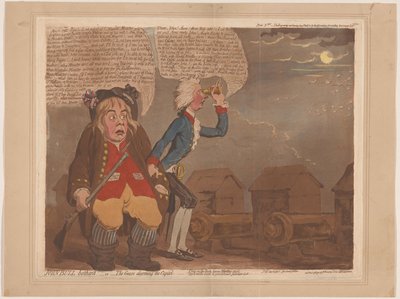 William Pitt y John Bull temen una invasión John Bull molestó: o los gansos alarmaron al Capitolio (título sobre el objeto) de James Gillray