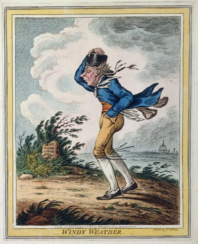 Tiempo ventoso, publicado por Hannah Humphrey en 1808 de James Gillray