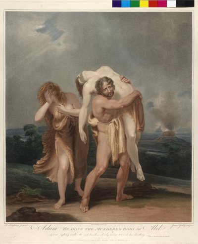 Adán llevando junto a Eva el cadáver de Abel a su casa de James Godby