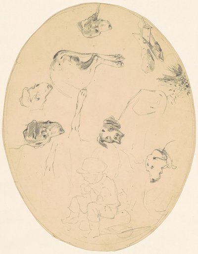 Estudios de perros y un niño sentado (recto) de James Goodwyn Clonney