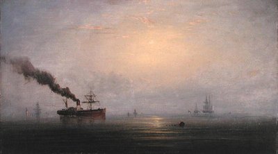 Mañana Nublada en el Támesis, c.1874 de James Hamilton