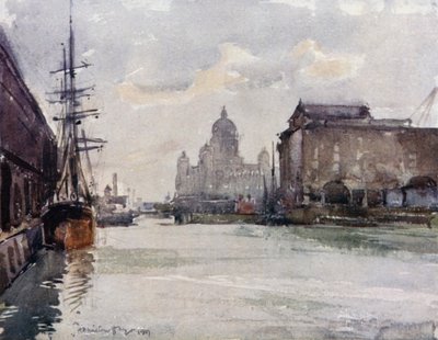 Oficinas de la Junta del Muelle desde el Albert Dock de James Hamilton Hay