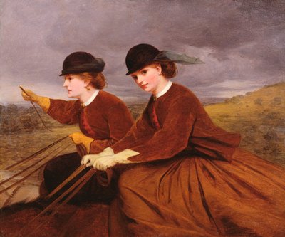 En las colinas - Dos damas montando de lado de James Hayllar