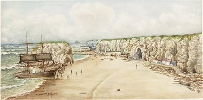 Bergantín encallado en Marsden Rock de James Henry Cleet