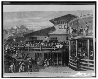 "El éxodo negro - Escenas en los muelles de Vicksburg" de James Henry Moser