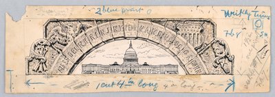 Edificio del Capitolio de los EE.UU., bajo un arco de los Trece Estados de James Henry Moser