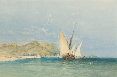 Escena costera con veleros de James Holland