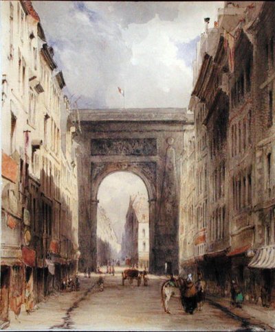 Rue Vivienne y Porte St. Denis, París, c.1830 de James Holland