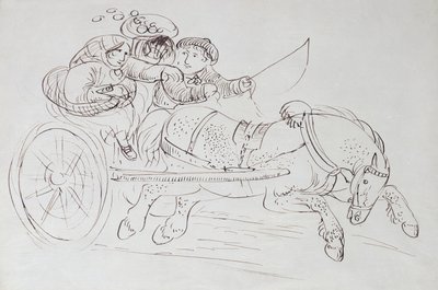 Pareja en un carro tirado por un caballo de James Howe