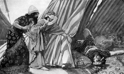 Jael mostrando a Barac el cadáver de Sísara - Biblia de James Jacques Joseph (after) Tissot