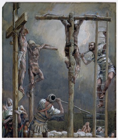 Rompiendo las piernas de los ladrones, ilustración para "La vida de Cristo", c.1886-94 (acuarela y gouache sobre cartón) de James Jacques Joseph Tissot
