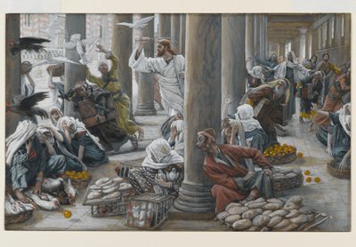 Cristo Expulsa a los Vendedores y Compradores del Templo, ilustración de La Vida de Cristo, c.1884-96 de James Jacques Joseph Tissot