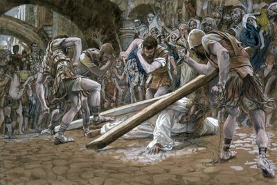 Cristo Cae Bajo la Cruz, ilustración de La Vida de Cristo, c.1884-96 de James Jacques Joseph Tissot