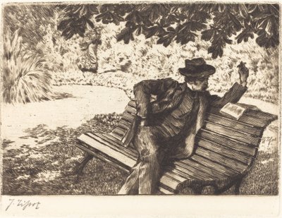 Denoisel leyendo en el jardín de James Jacques Joseph Tissot