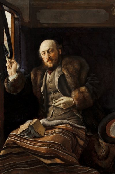 Caballero en un vagón de tren, 1870-80 de James Jacques Joseph Tissot