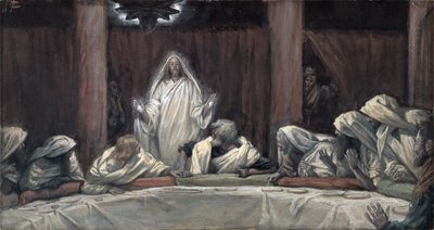 Se apareció a los once mientras comían, ilustración de La vida de Cristo de James Jacques Joseph Tissot