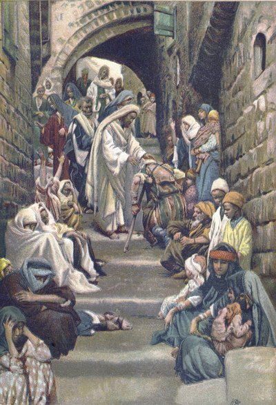 En los pueblos le traían a los enfermos - de "La vida de nuestro Señor Jesucristo" - 1899 por James Tissot - La vida de nuestro Señor Jesucristo, por Jacques Joseph de James Jacques Joseph Tissot
