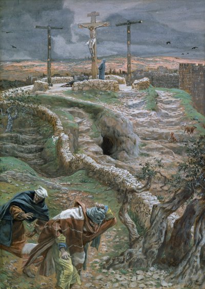 Jesús solo en la cruz, ilustración de La vida de Cristo de James Jacques Joseph Tissot