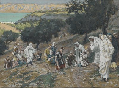 Jesús cura a los ciegos y cojos en la montaña, ilustración de La vida de nuestro Señor Jesucristo de James Jacques Joseph Tissot