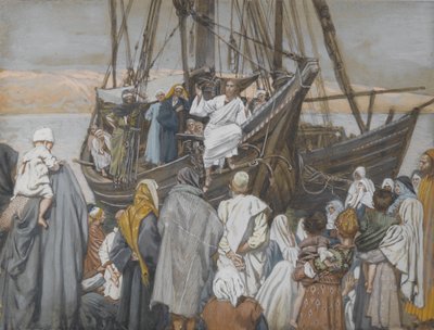 Jesús predica en un barco, ilustración de La vida de nuestro Señor Jesucristo de James Jacques Joseph Tissot