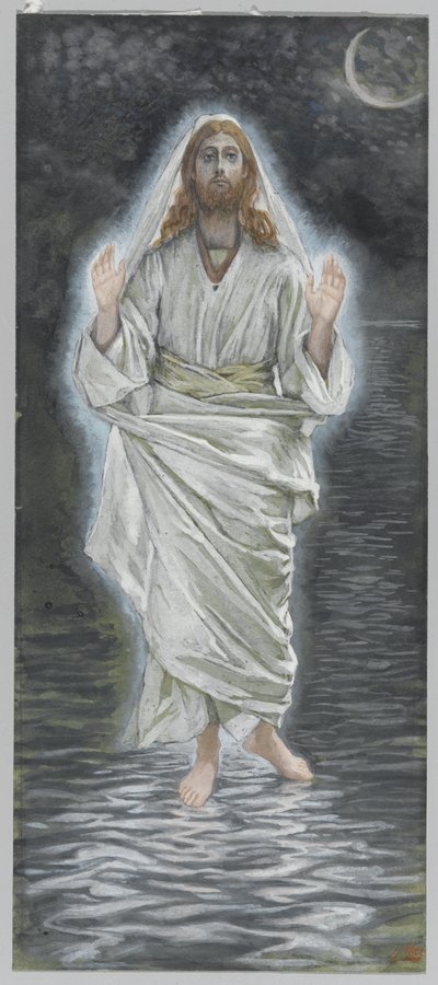 Jesús camina sobre el mar, ilustración de La vida de nuestro Señor Jesucristo de James Jacques Joseph Tissot