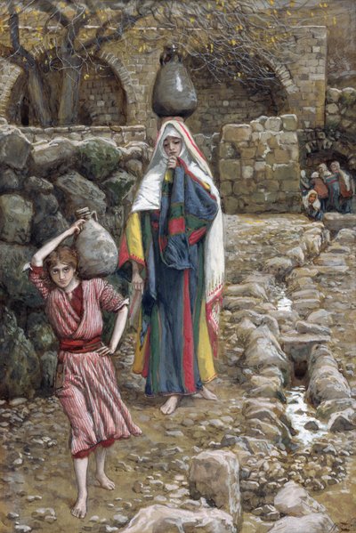 Jesús y su madre en la fuente, ilustración de La Vida de Cristo, c.1886-94 de James Jacques Joseph Tissot
