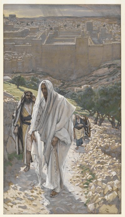 Jesús va por la tarde a Betania, ilustración de La vida de Nuestro Señor Jesucristo, 1886-94 de James Jacques Joseph Tissot