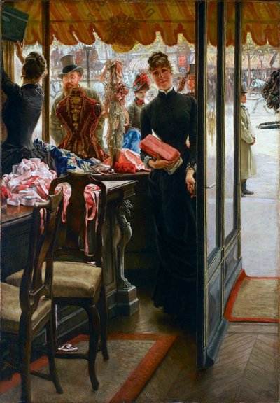 ""la chica de la tienda"" Pintura de Jacques Joseph (Jacques-Joseph) Tissot dijo James Tissot (1836-1902) de James Jacques Joseph Tissot