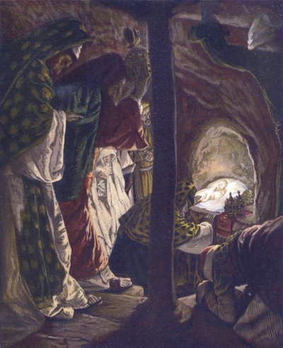 La adoración de los magos - de “La vida de nuestro señor Jesucristo” - 1899 por James Tissot - La vie de notre seigneur Jesus Christ, por Jacques Joseph (Jacques-Joseph) Tissot llamado James Tissot (1836-1902) de James Jacques Joseph Tissot