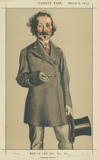 Sr. Talbot Mayne Reid, romance imposible, 8 de marzo de 1873, caricatura de Vanity Fair de James Jacques Joseph Tissot