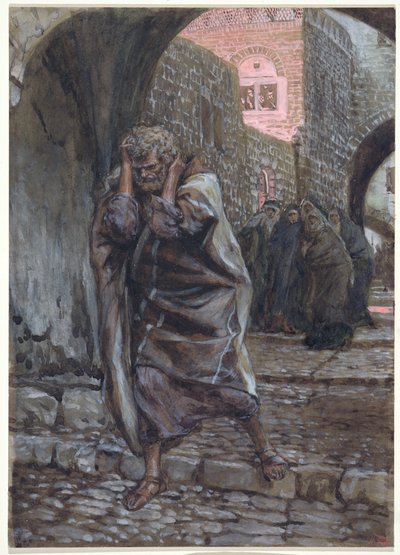 Pedro Salió y Lloró Amargamente, ilustración para La Vida de Cristo, c.1886-94 de James Jacques Joseph Tissot