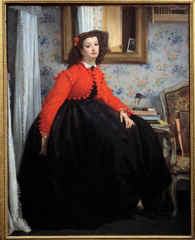 Retrato de cuerpo entero de Mademoiselle L. L., o joven con chaqueta roja de James Jacques Joseph Tissot