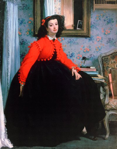 Retrato de Mlle L L, Joven dama con chaqueta roja, 1864 de James Jacques Joseph Tissot