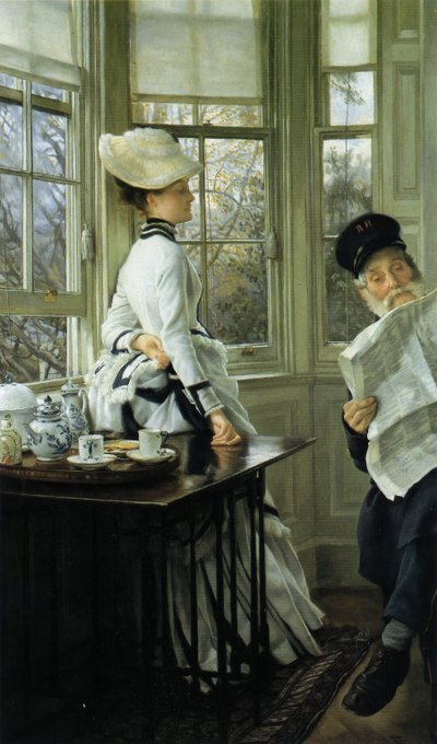 Leyendo las noticias, 1874 de James Jacques Joseph Tissot