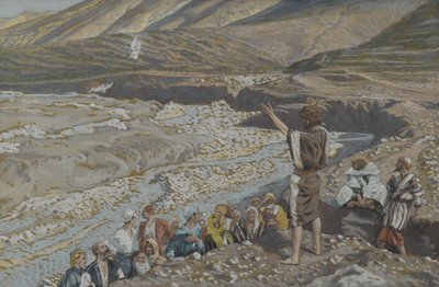 San Juan Bautista ve a Jesús desde lejos, ilustración de La vida de nuestro Señor Jesucristo de James Jacques Joseph Tissot