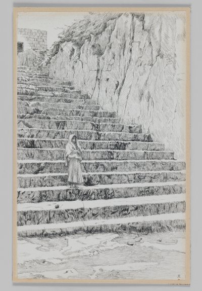 Escaleras que conducen a las Tumbas de los Profetas, ilustración de La Vida de Nuestro Señor Jesucristo de James Jacques Joseph Tissot