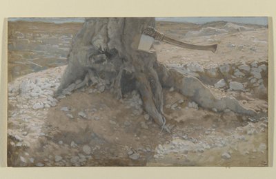 El hacha en el tronco del árbol, ilustración de La vida de nuestro Señor Jesucristo de James Jacques Joseph Tissot
