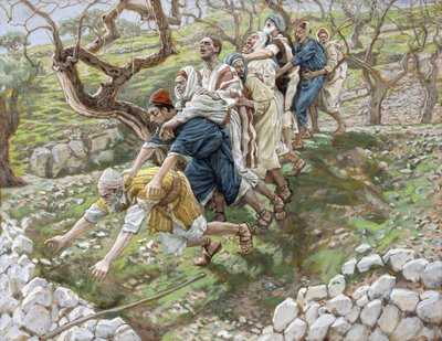Los ciegos guiando a los ciegos, ilustración de La Vida de Cristo, c.1886-94 de James Jacques Joseph Tissot