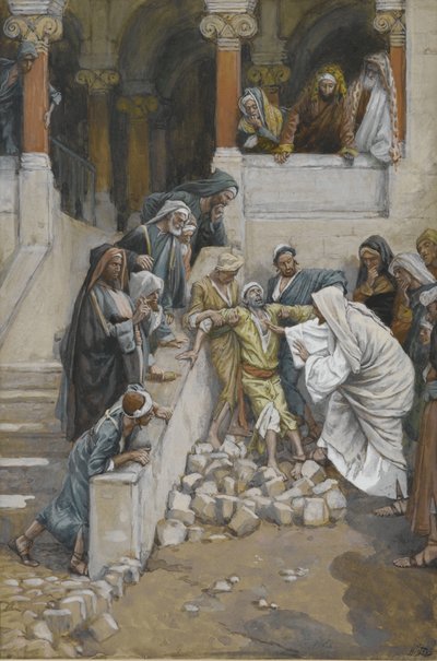 El hombre ciego y mudo poseído por demonios, ilustración de La vida de nuestro Señor Jesucristo de James Jacques Joseph Tissot