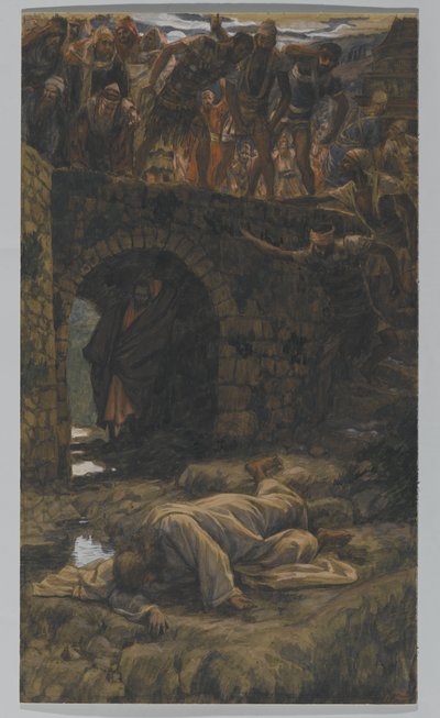 El Arroyo de Cedrón. Él Beberá del Arroyo en el Camino, ilustración para La Vida de Cristo, c.1886-94 de James Jacques Joseph Tissot