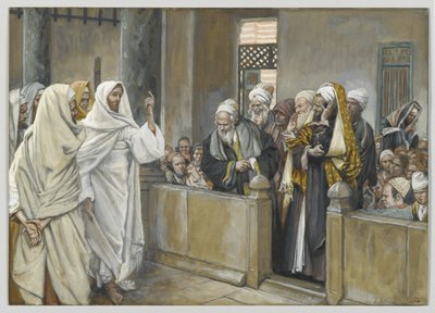 Los sumos sacerdotes preguntan a Jesús con qué derecho actúa de esta manera, ilustración de La vida de Nuestro Señor Jesucristo, 1886-94 de James Jacques Joseph Tissot